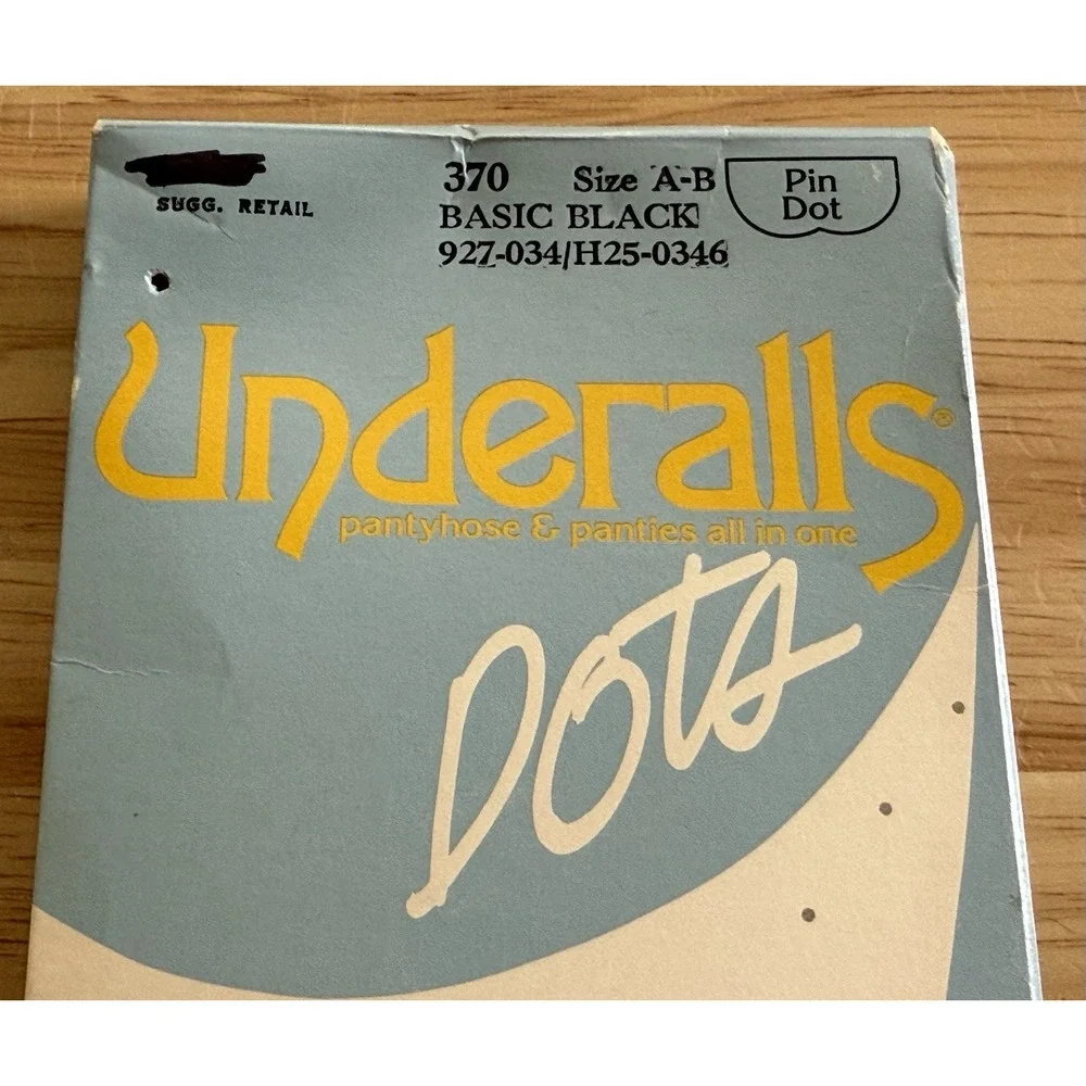 VTG 1986 Underalls Pantyhose And Panties All In One Black Sz AB Pin Dot H25-0346